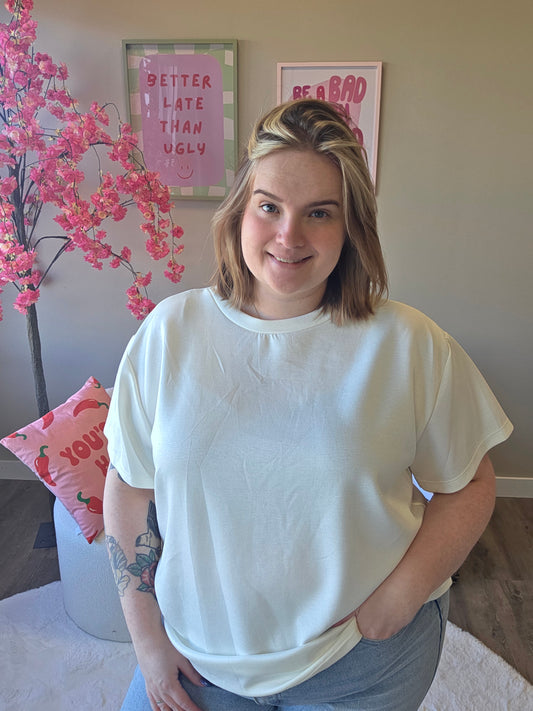 T-Shirt met Kant V-Rug  (In 4 kleuren)