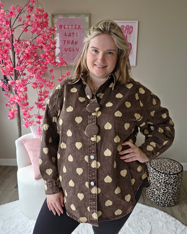Hartjes Jeans Blouse (In 2 kleuren)
