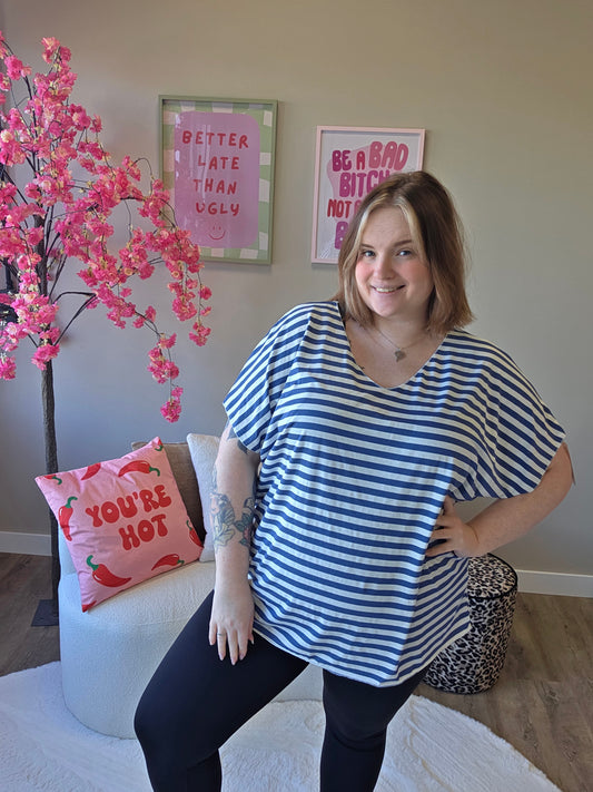 T-Shirts streep met v-hals (In 5 kleuren)