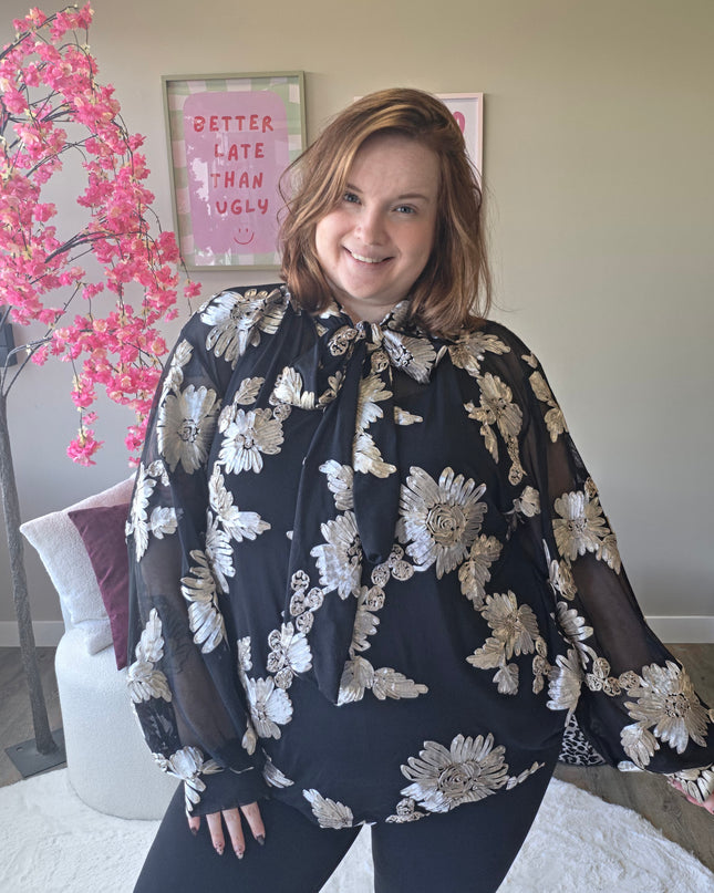 Flower Mesh top met strik (In 3 kleuren)
