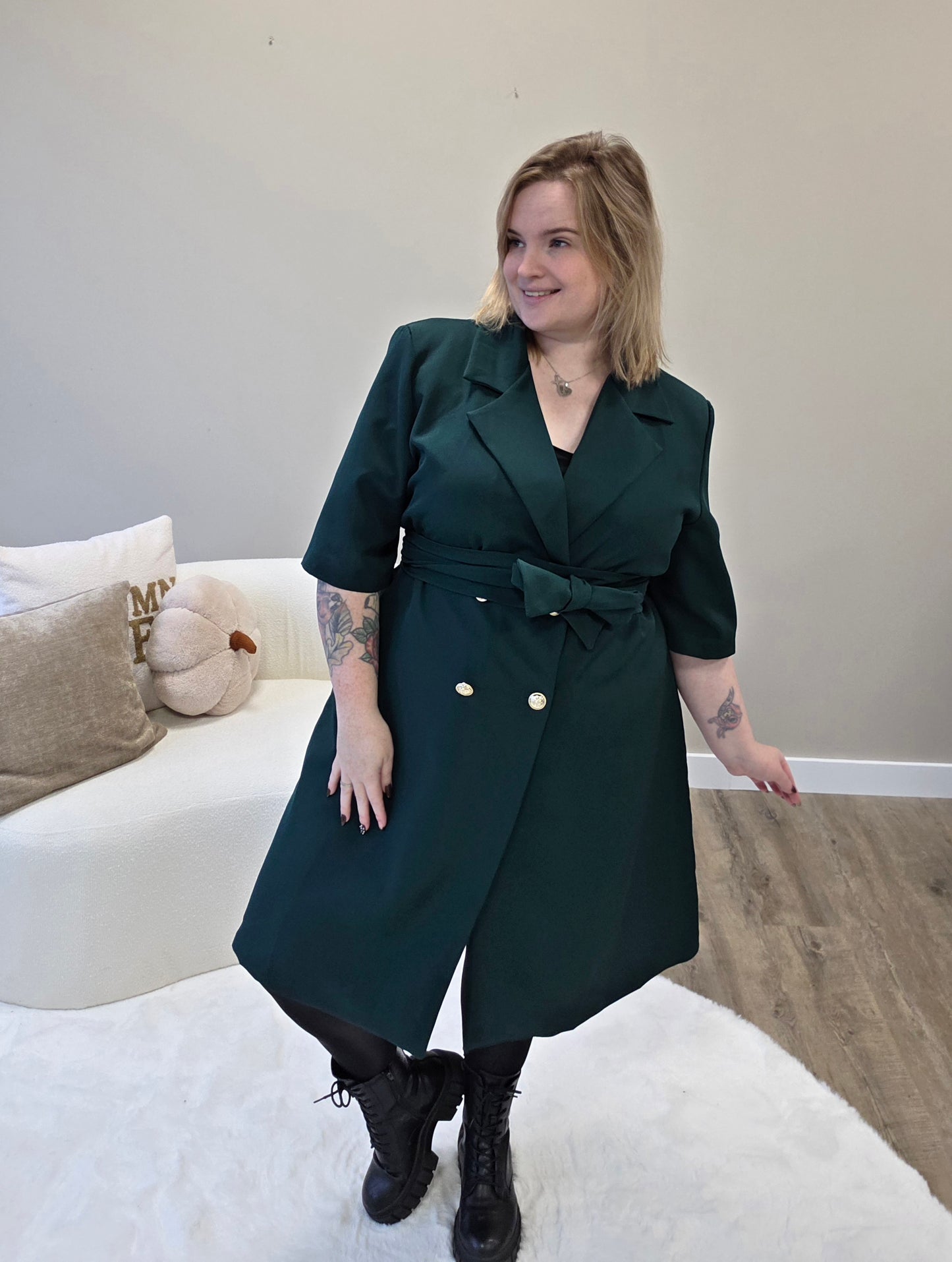 Nikki Curvelly Exclusive Blazer Dress Forest Green