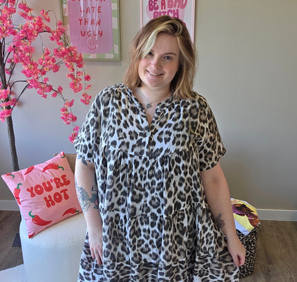 Leopard wafel jurk (In 2 kleuren)