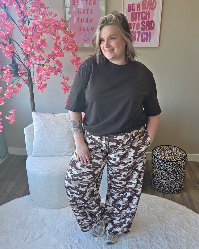 Camo plooi broek bruin