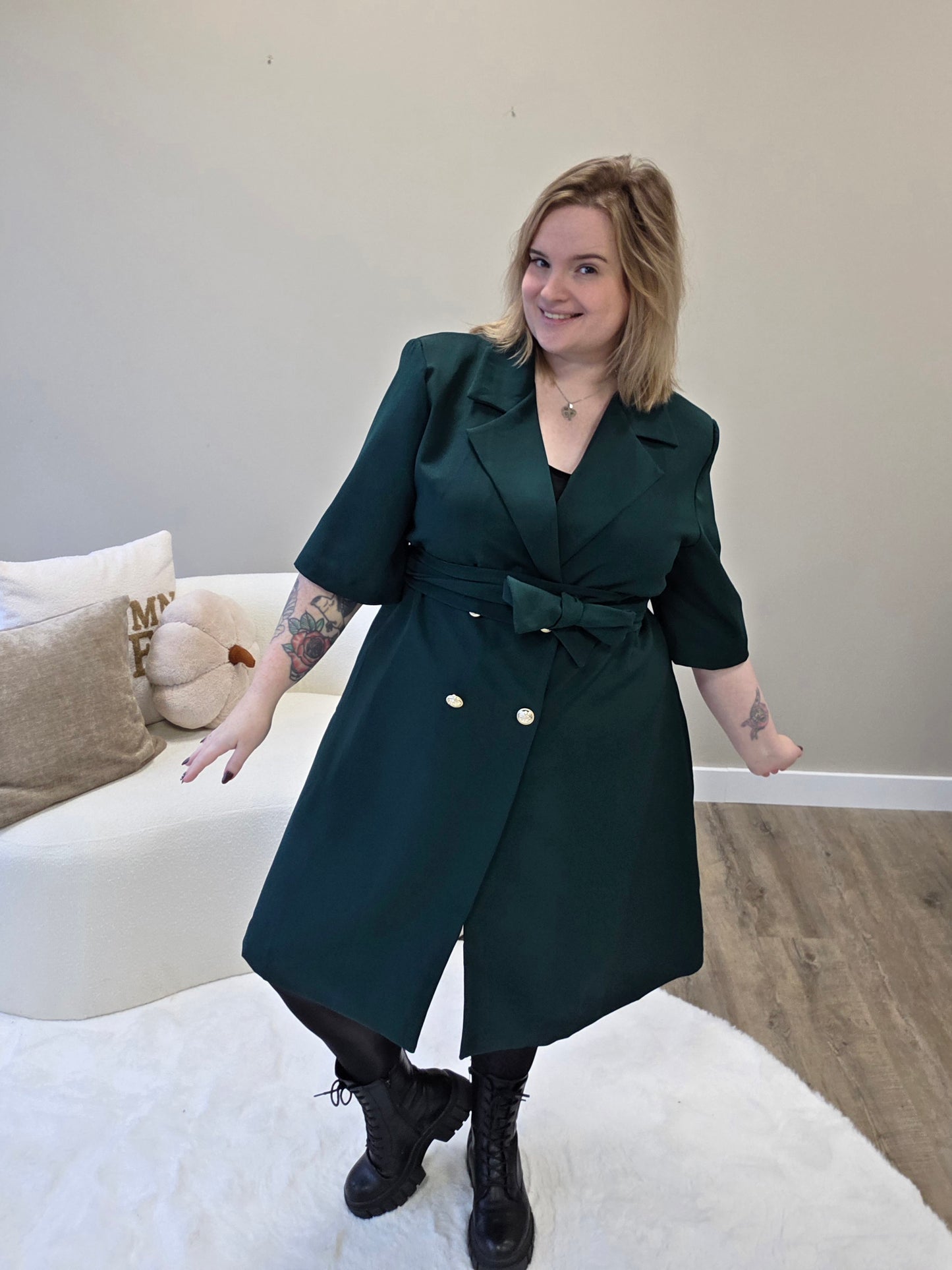 Nikki Curvelly Exclusive Blazer Dress Forest Green