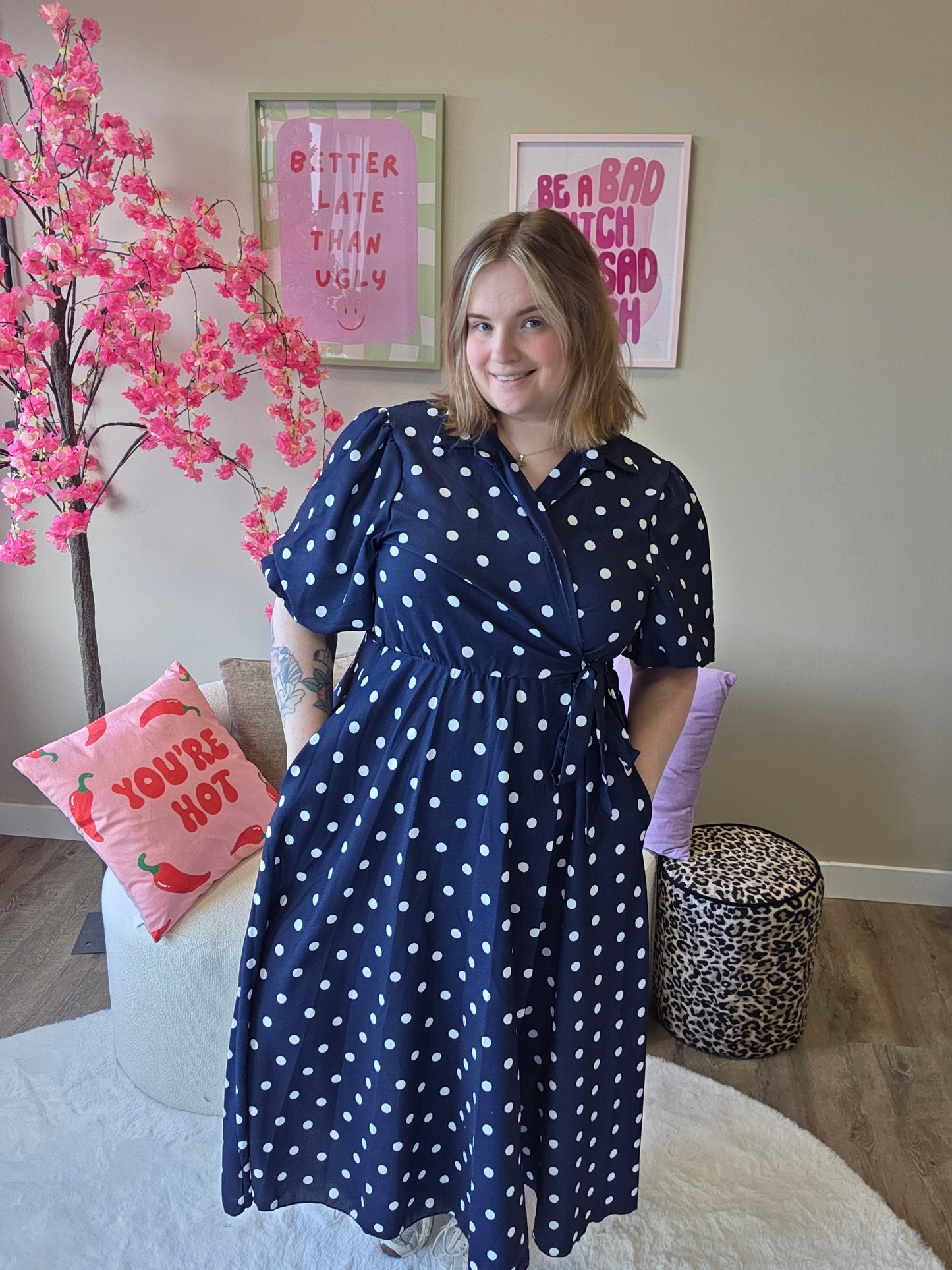Wikkel Dot Jurk (In 3 kleuren)