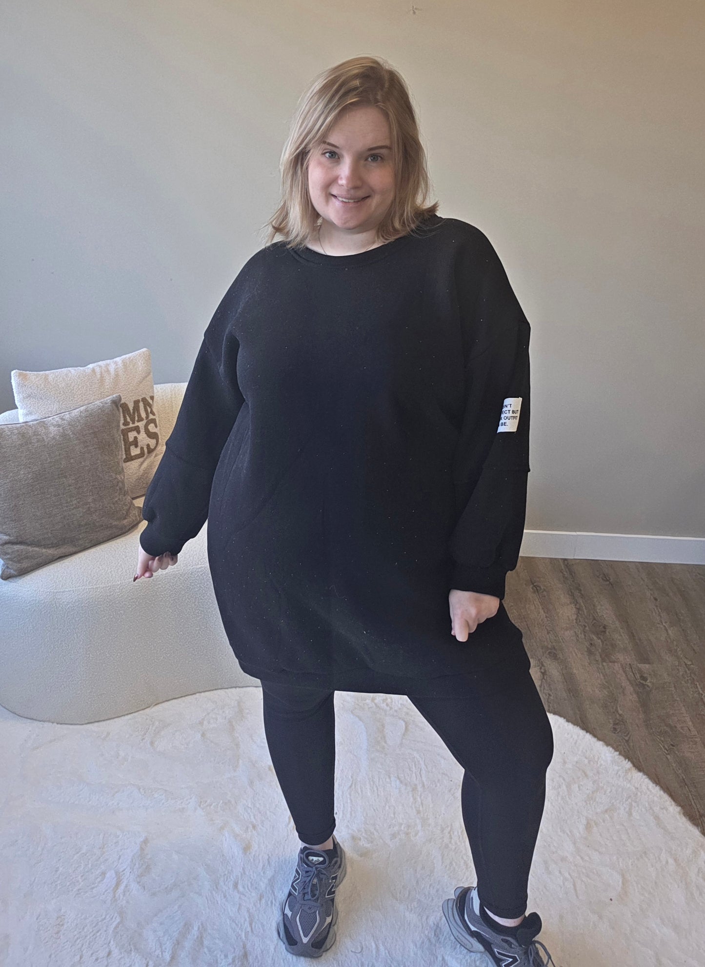 Life Isnt Perf Sweater Dress met Rhinestones (in 2 kleuren)